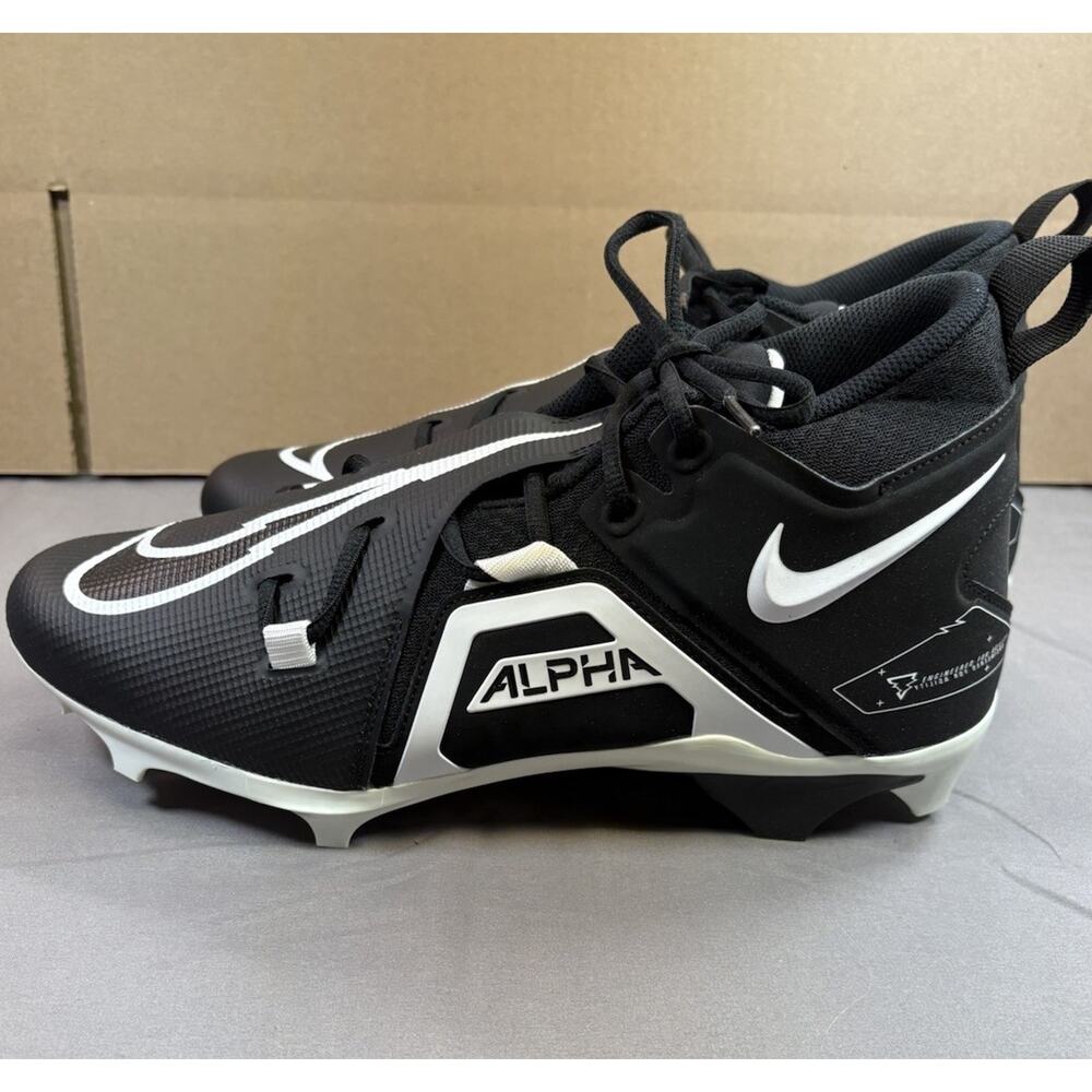 Nike Alpha Menace Pro 3 Football Cleats Size 12 Black White CT6649-001 NEW W/BOX - Picture 3 of 7